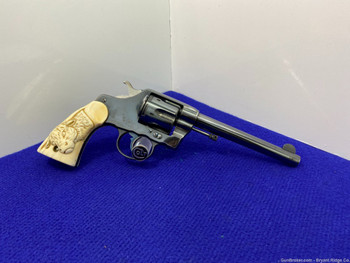 1905 Colt 1895 DA .38 LC Blue 6" *PHENOMENAL HAND CARVED IVORY GRIPS*
