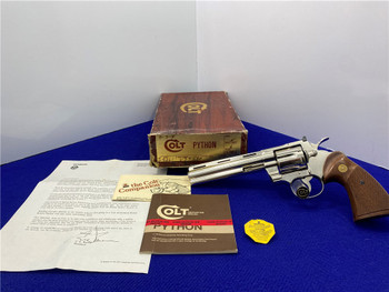 1978 Colt Python .357 6" -ABSOLUTELY STUNNING NICKEL MODEL- Iconic Snake