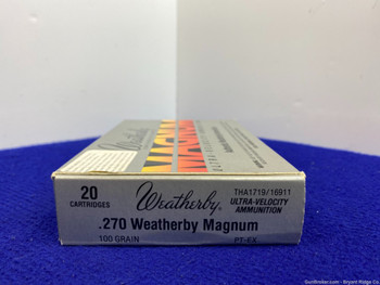 Weatherby Magnum .270 Wby Mag 20Rds *MAX VELOCITY HUNTING ROUND*