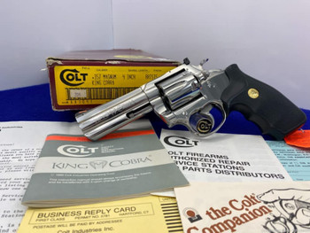 1989 Colt King Cobra .357 Mag BSS 4" -ULTRA RARE FACTORY BRIGHT STAINLESS-
