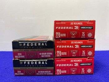 Federal .224 Valkyrie 100 Total Rds *HIGH QUALITY AMMUNITION*