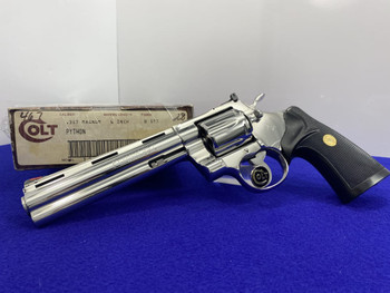 -Vintage- 1984 Colt Python 6" -RARE FACTORY BRIGHT STAINLESS- Outstanding!