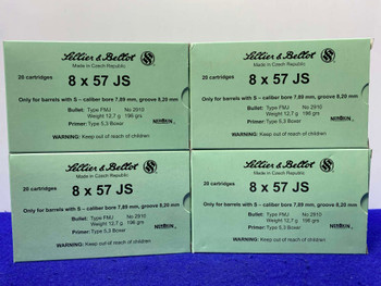 Sellier & Bellot 8x57 JS 80Rds *PREMIUM TARGET CARTRIDGES*