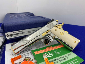Colt Gold Cup Trophy 38 Super - Bright Stainless w/ GOLD Accents - GORGEOUS