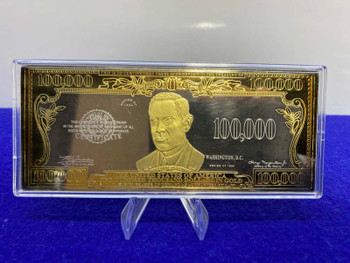 (1) $100,000 silver/gold-plated note bar