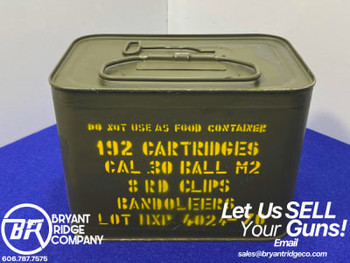192rds of Greek Surplus .30 M2 Ball  **SEALED "SPAM-CAN" AMMO CASE*