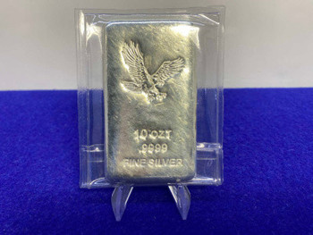 (1)* 10oz Poured PURE SILVER Bar -CNT Mint- *.999 FINE SILVER* Eagle Design