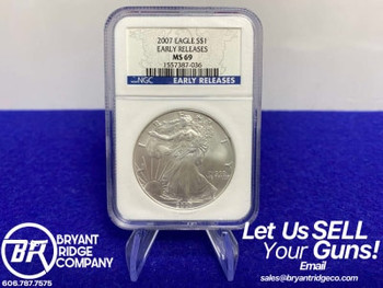 (1)* 2007 Silver Eagle -GRADED MS69- Desirable Early Release *1 Troy Ounce*
