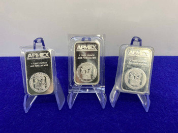(3)* APMEX -1oz SILVER BARS- Factory Sealed DESIRABLE SILVER *3 Troy Ounces*