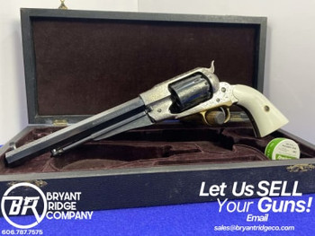 1995 F.LLI Pietta 1858 Remington .44 Blue 8" *HEAD-TURNING ENGRAVED MODEL* 