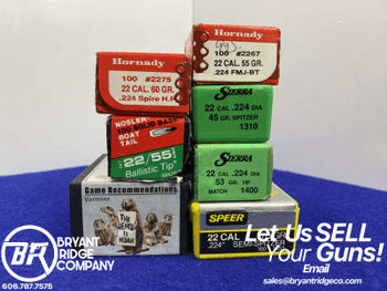 594 Total Pieces (.22 Cal) Reloading Bullets *NOSLER, HORNADY, SIERRA, ETC*