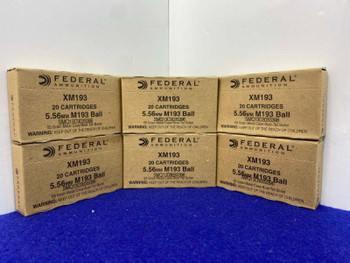 120Rds Federal XM193 5.56 NATO 55gr M193 Ball Ammo *DEPENDABLE RIFLE LOADS*