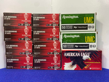 550 Rounds 25 Auto FMJ Fiocchi, Remington UMC, + Federal *TARGET PLINKING*