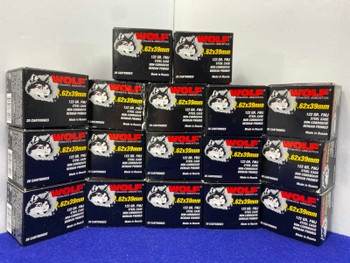 340Rds Wolf 7.62x39mm 122Gr FMJ Factory Ammunition *FULL METAL JACKET LOAD*