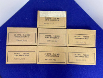 140 Rounds of 7.62mm 173Gr HPBT Military Ammunition *LONG RANGE M118 AMMO*