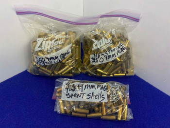 Approx. 570 Pieces of Mixed .9mm Magnum Brass Casings *MIXED HEADSTAMP LOT*