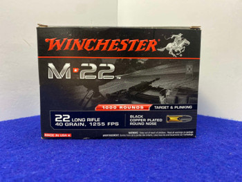 1,000 Rounds Winchester M-22 .22 LR 40Gr Ammunition *BLACK COPPER PLATING*