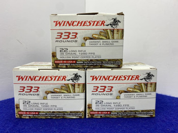 999 Rounds Winchester .22 LR 36Gr Copper-Plated Ammo *VARMINT & SMALL GAME*