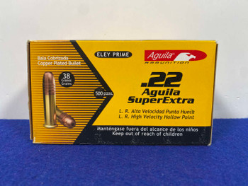 500 Rounds Aguila Super Extra .22 LR 38Gr High-Velocity Ammo *ELEY PRIMED*