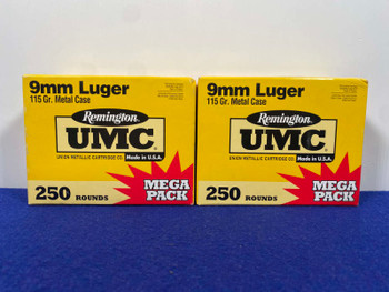 Mega Pack 500 Rounds Remington UMC 9mm Luger 115Gr Ammunition *METAL CASE*