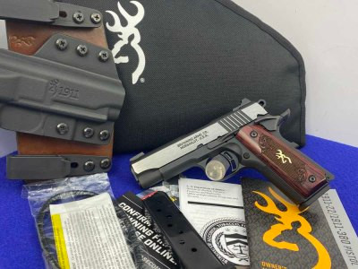 Browning 1911-380 Black Label Medallion .380 ACP *ENGRAVED ROSEWOOD GRIPS*