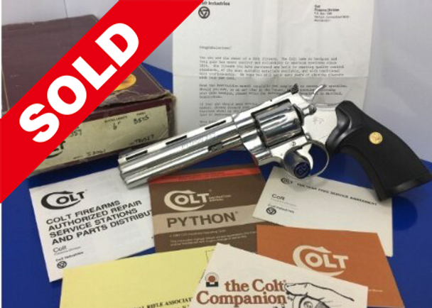 1989 Colt Python FACTORY BRIGHT STAINLESS 6in