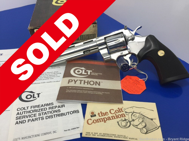 1985 Colt Python FACTORY BRIGHT STAINLESS 6"