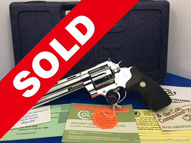 1993 Colt Anaconda 6in BRIGHT STAINLESS 100% Flawless