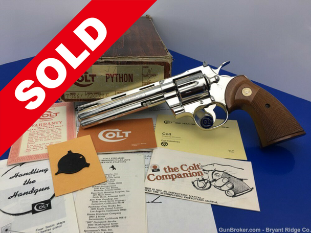1977 Colt Python .357 Mag 6" *GORGEOUS RARE NICKEL FINISH*
