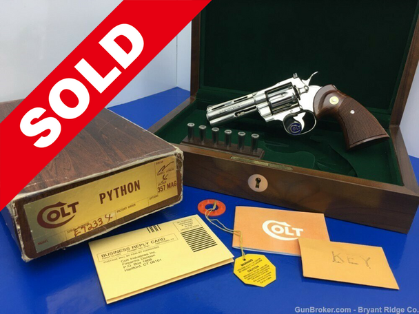 1974 Colt Python .357 Mag 4" *ASTONISHING RARE NICKEL FINISH*