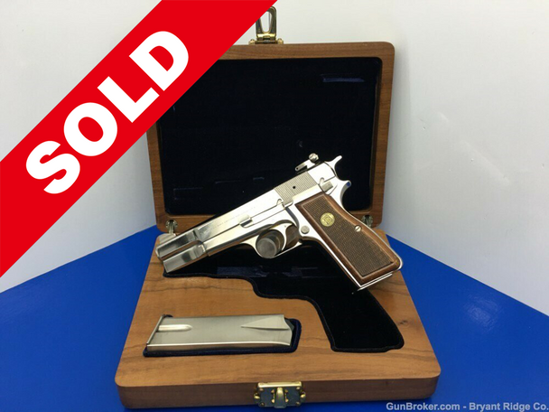 1981 Belgium Browning Hi-Power 9mm 4.7" *RARE NICKEL FINISH* Stunning Piece