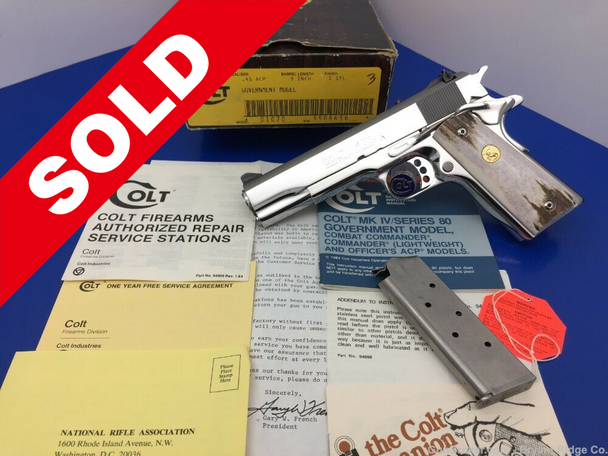 1985 Colt Government MKIV .45acp *ABSOLUTELY BREATHTAKING BRIGHT STAINLESS*
