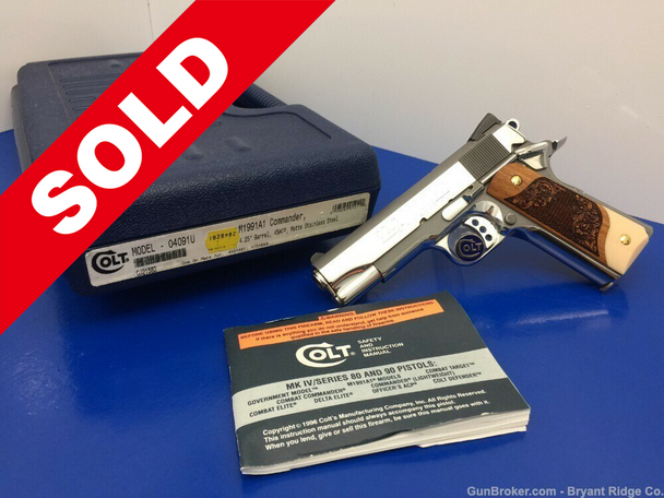 1998 Colt M1991A1 Commander .45 ACP 4.25" *BREATHTAKING BRIGHT STAINLESS*