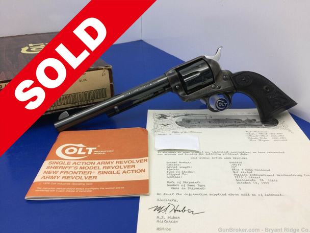 1982 Colt Single Action Army .44-40 Win 7.5" *UNFIRED WITH FACTORY LETTER*