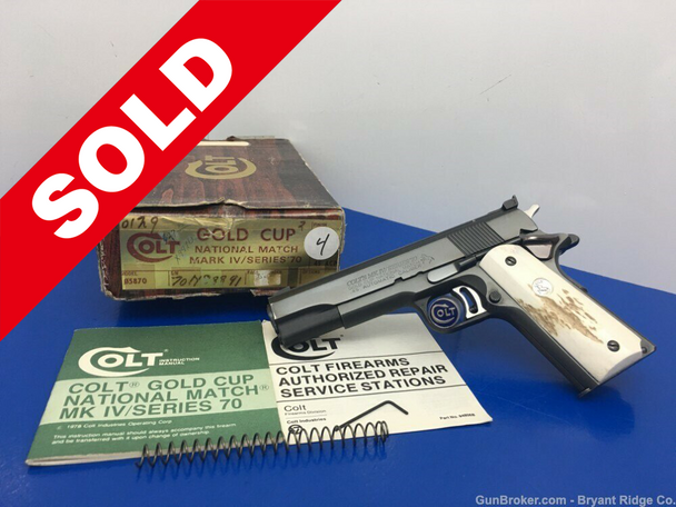 Colt Gold Cup National Match Series 70 .45 ACP Blue *GENUINE STAG GRIPS*