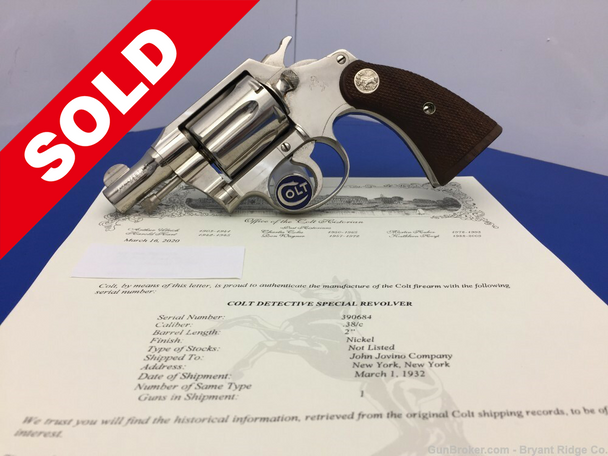 1932 Colt Detective Special .38 Spl Nickel 2" *PRE-WAR FIRST ISSUE MODEL*