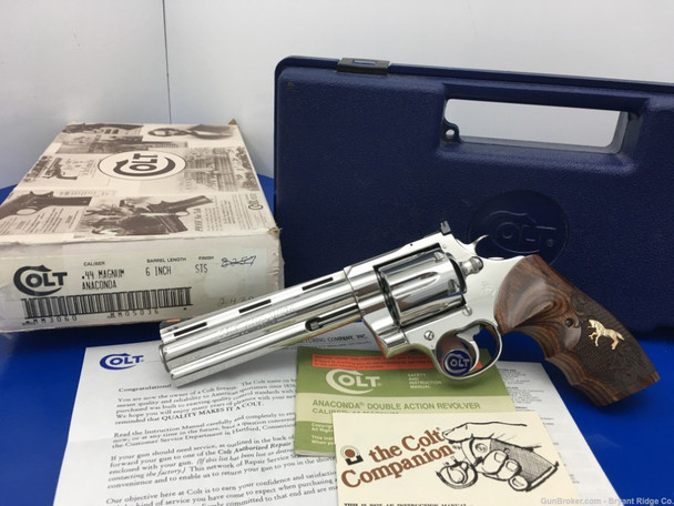 1991 Colt Anaconda .44 Mag 6" *EXQUISITE BRIGHT STAINLESS FINISH!*