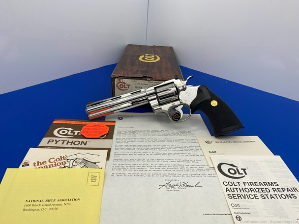 1985 Colt Python .357mag FACTORY Bright Stainless 6" *BEAUTIFUL SNAKE*