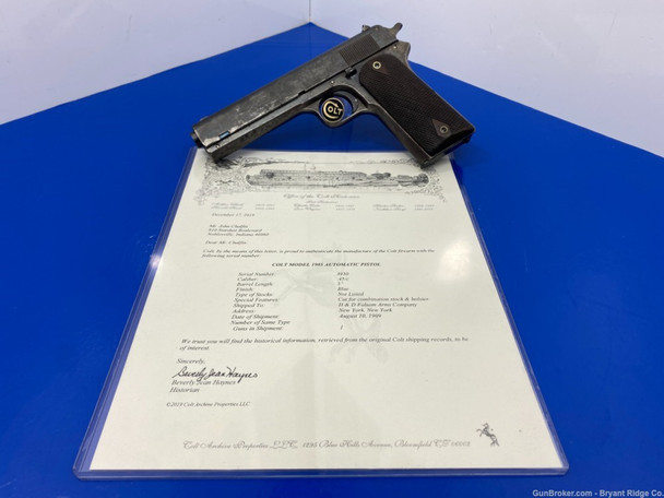 1909 Colt 1905 .45 ACP Blue 5" *EXTRAORDINARY ULTRA RARE EXAMPLE 1 of 100!*