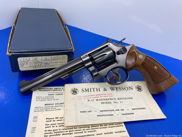 1974 Smith Wesson 17-3 .22 Lr Blue 6" *RARE FULL TARGET K-22 MASTERPIECE!*