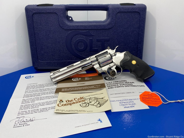 1982 Colt Python .357 Mag 6" *BREATHTAKING BRIGHT STAINLESS* Amazing Piece