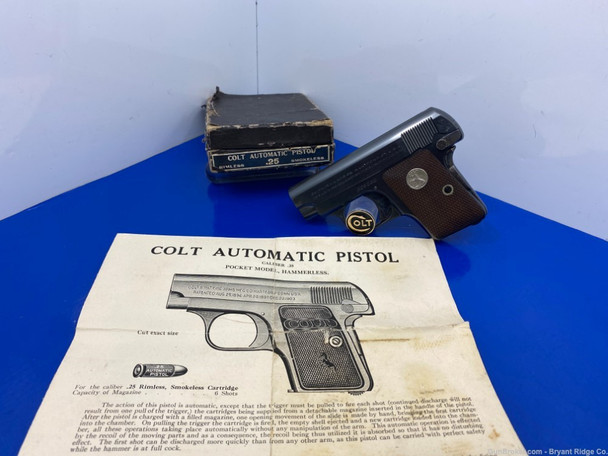 Colt Pocket Model 1908 .25 Cal Blue 2" *AMAZING HAMMERLESS SEMI-AUTO PISTOL