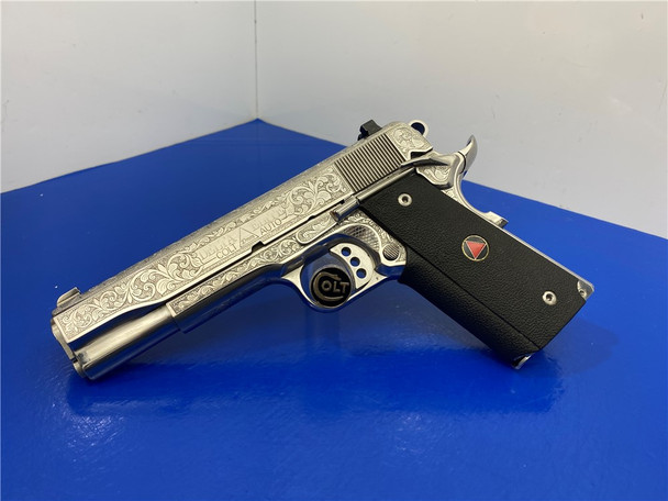 1991 Colt Delta Elite 10mm Stainless 5" *FULL COVERAGE MASTER ENGRAVED*