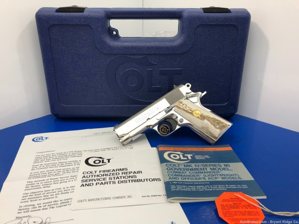 1986 Colt Officers ACP Series 80 .45acp *BREATHTAKING BRIGHT STAINLESS*