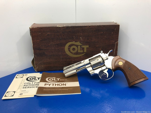 1979 Colt Python RARE NICKEL MODEL 4"*Absolutely Breathtaking Example*