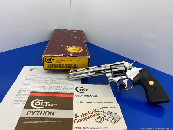 Colt Python Ultra Rare 6" *GORGEOUS FACTORY BRIGHT STAINLESS FINISH*