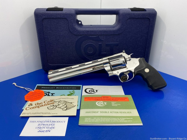 1993 Colt Anaconda 8" .44 Mag *BREATHTAKING BRIGHT STAINLESS*