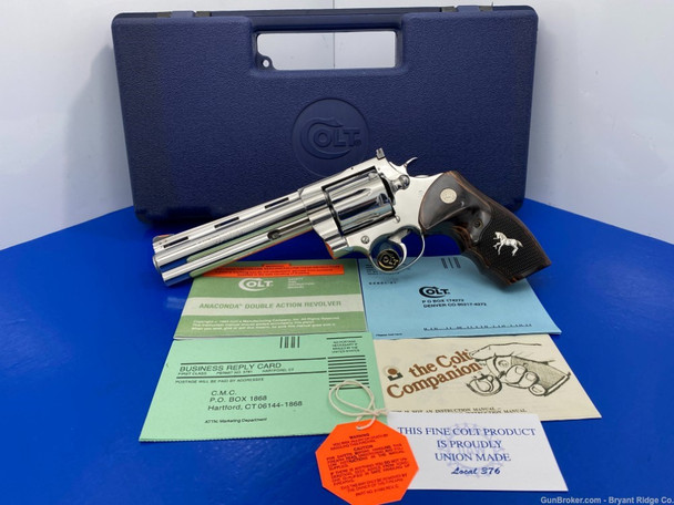 1992 Colt Anaconda .44 Mag Stainless 6" *BREATHTAKING BRIGHT STAINLESS*