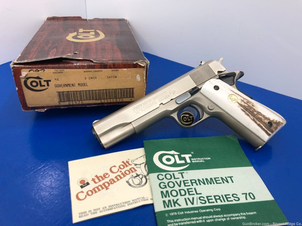 1980 Colt Government MKIV Series 70 .45acp *DESIRABLE SATIN NICKEL MODEL*