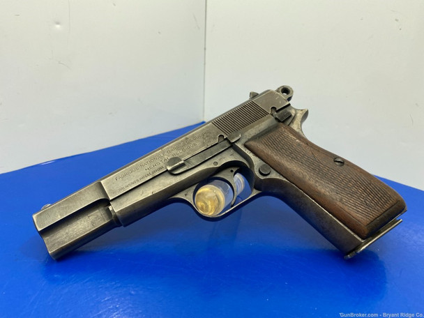 1943 FN Browning Hi-Power 9mm 4 3/4" *RARE STAMPED THUMBPRINT SLIDE*